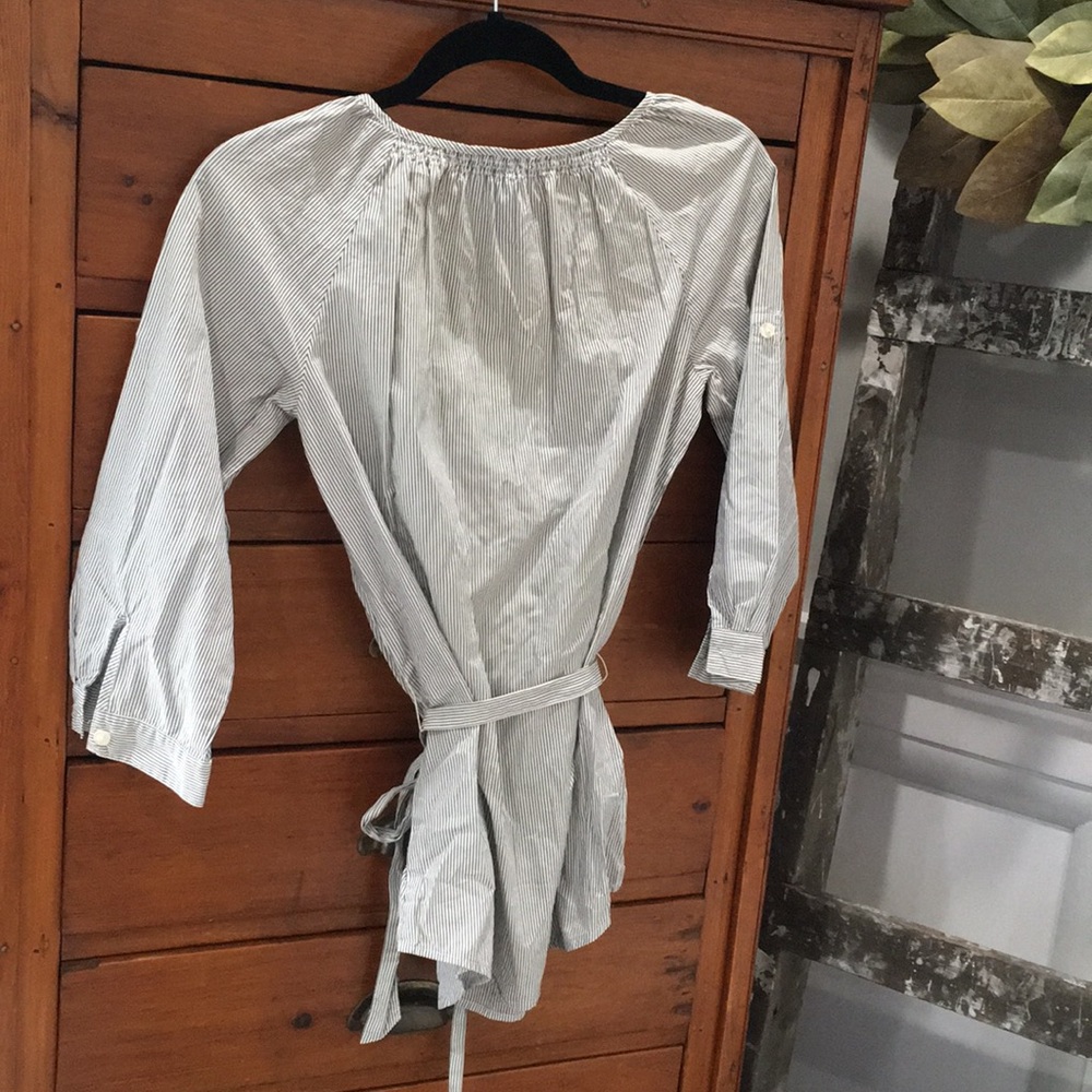 LOFT 3/4 SLEEVE STRIPED TUNIC TOP W/RUFFLE XSP - Picture 5 of 7